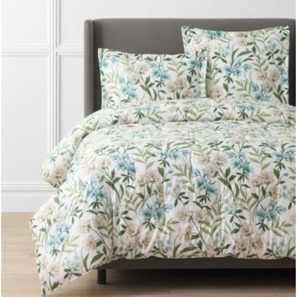 The Company Store Gardenia Mist Floral Comforter Full Queen Cream Multi 51533E